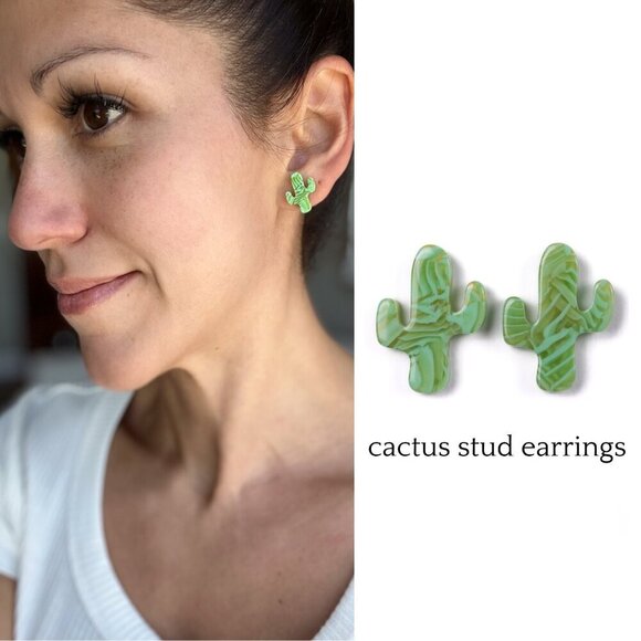 Cactus Stud Earrings - Picture 3 of 6